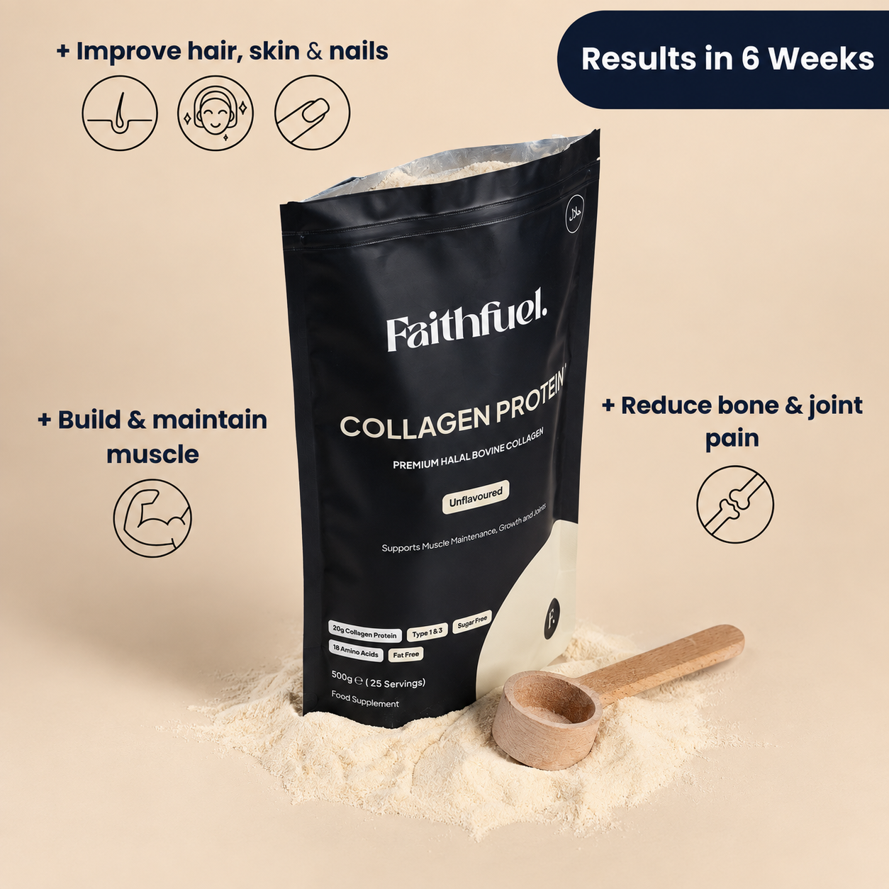 Halal Collagen Protein (500g): 2 Month Supply